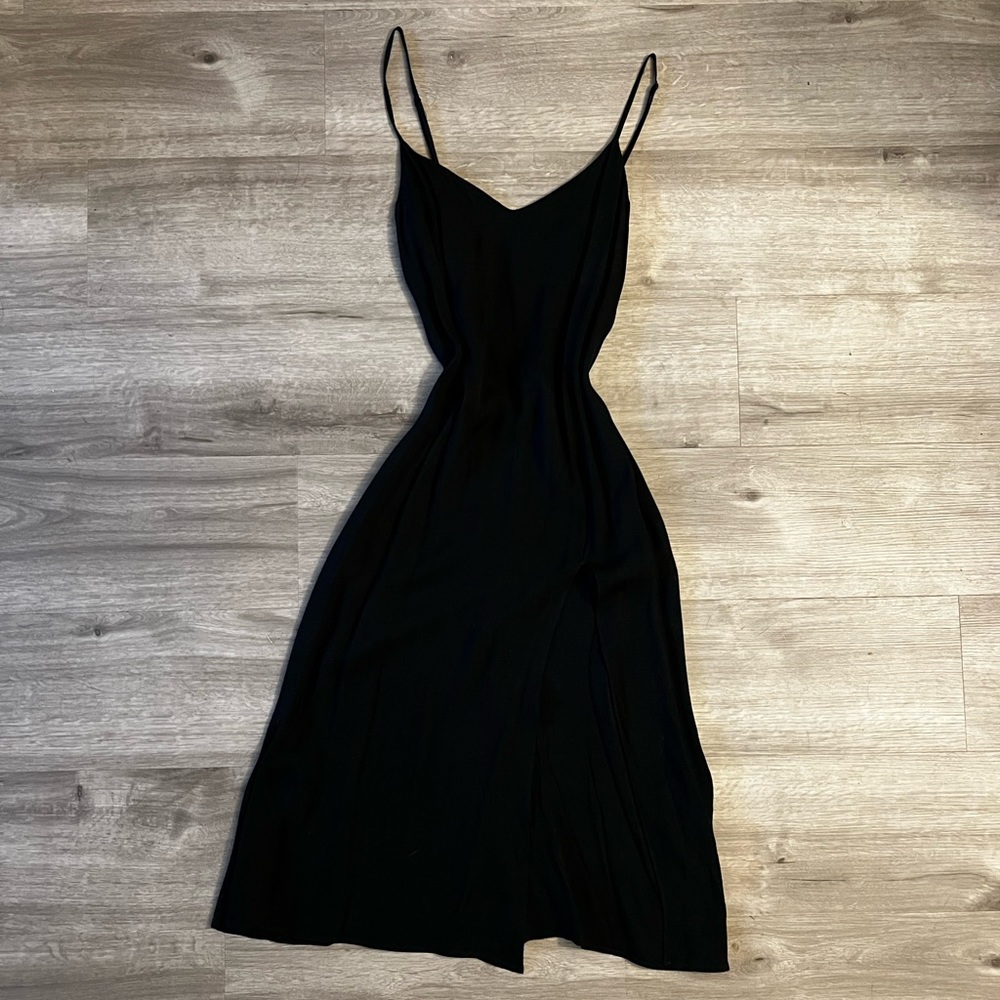 Reformation Black Slip Midi Dress